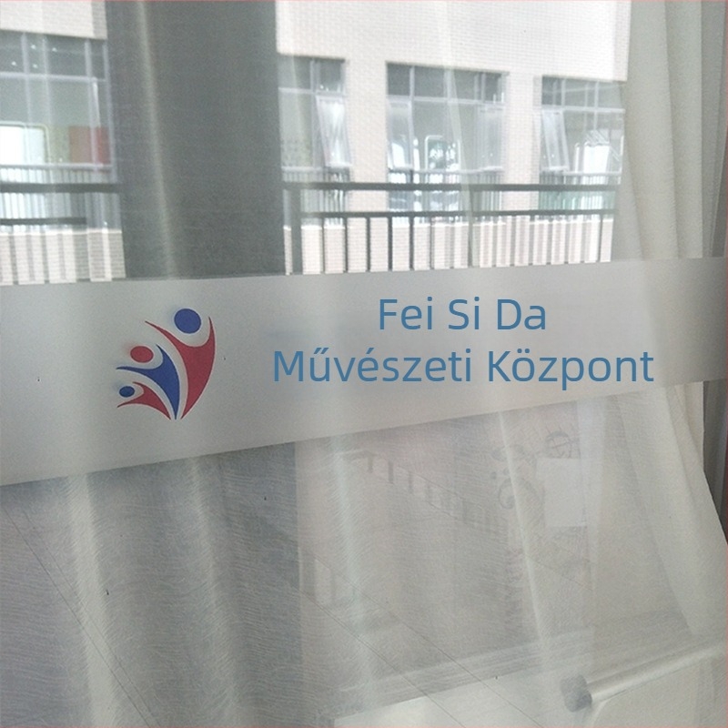 PVC fólia irodai üvegajtókhoz, matt átlátszó felülettel, öntapadós, UV nyomtatás, személyre szabható mintázat, márka Xing huinan, alkalmas nappalira, hálószobára és kereskedelmi helyiségekre