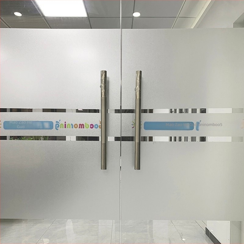 PVC fólia irodai üvegajtókhoz, matt átlátszó felülettel, öntapadós, UV nyomtatás, személyre szabható mintázat, márka Xing huinan, alkalmas nappalira, hálószobára és kereskedelmi helyiségekre