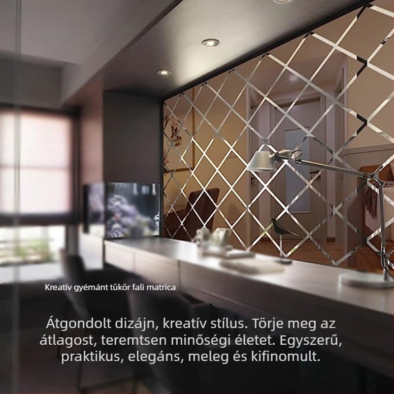 3D akril tükrös falidekor a televízió hátteréhez, gyémánt mintával