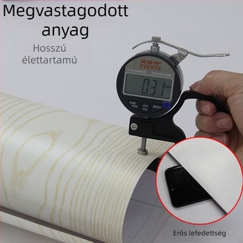 Bútorfelújításhoz öntapadós tapéta fa mintázat — PVC, csíkos minta, kínai stílus, nappali