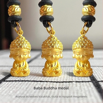 Buddha Baba medálos nyaklánc, réz, elektroplatált bevonat, kulcscsonti lánc, aranyos stílus