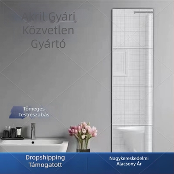 Ováli önragasztó falitükör, akrilból, teljes testet mutató, vízálló, fürdőszobába és hálószobába
