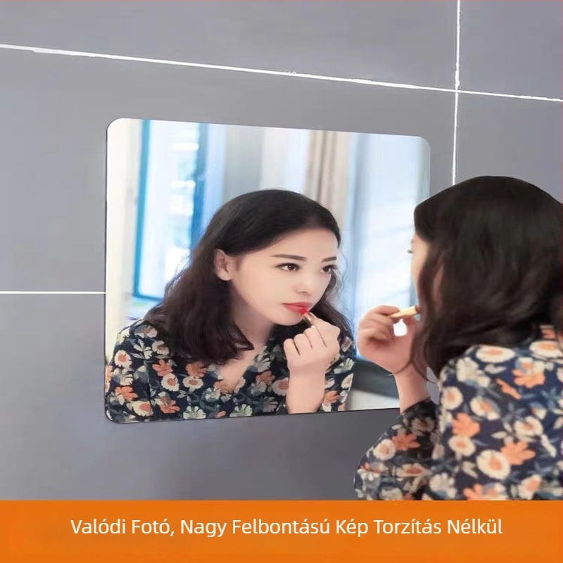 Ováli önragasztó falitükör, akrilból, teljes testet mutató, vízálló, fürdőszobába és hálószobába