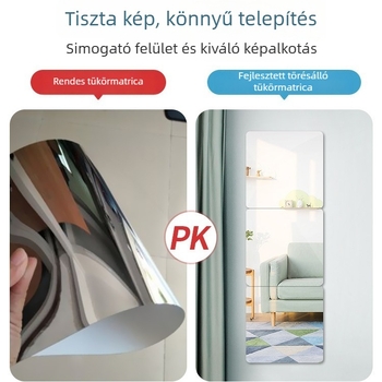 Akril falra ragasztott tükör — egyszerű stílus, HD tükröződés, alkalmas nappalira, hálószobára, dolgozószobára, fürdőszobára, bejáratra és kereskedelmi helyekre