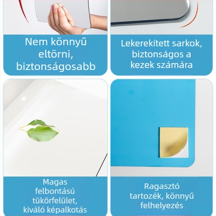 Akril falra ragasztott tükör — egyszerű stílus, HD tükröződés, alkalmas nappalira, hálószobára, dolgozószobára, fürdőszobára, bejáratra és kereskedelmi helyekre