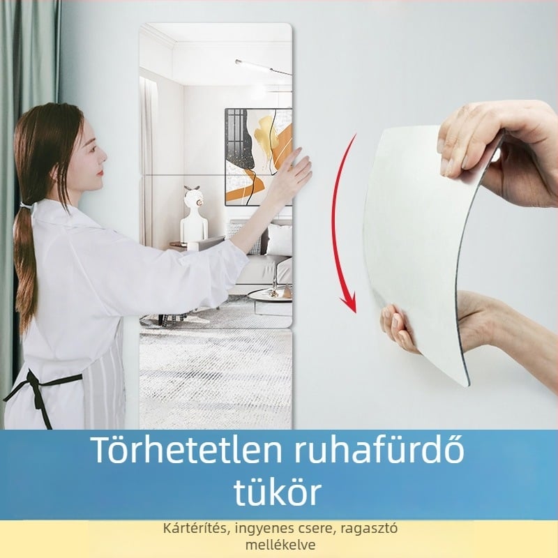 Akril falra ragasztott tükör — egyszerű stílus, HD tükröződés, alkalmas nappalira, hálószobára, dolgozószobára, fürdőszobára, bejáratra és kereskedelmi helyekre