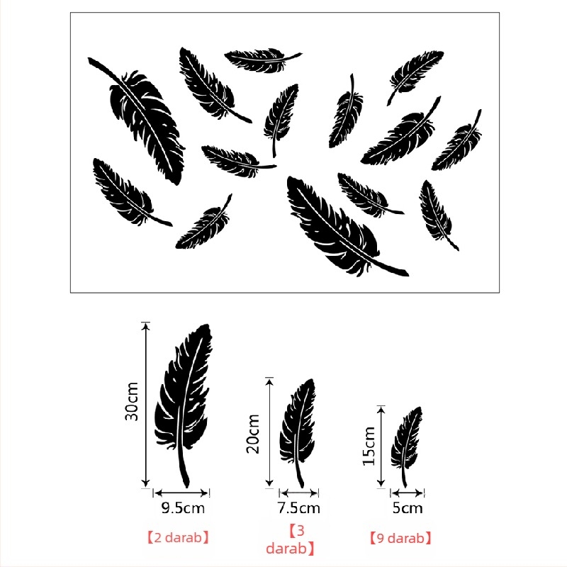 Feather Mirror 3D akril falikép – öntapadós dekoráció nappalira, hálószobára és gyerekszobára