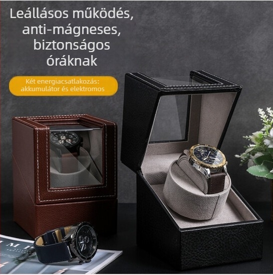 Ruijia bőr óra csomagoló doboz automata motoros forgatóval – ajándékcsomagolás, óra shaker, felső kategóriás