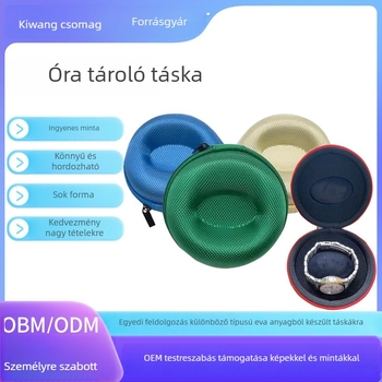 Qiwang EVA Óra Tároló Doboz – Hordozható kör alakú kemény tok, Egyedi gyártású, Modell 686, Varrás + Hőpréselés, Ékszerek csomagolása
