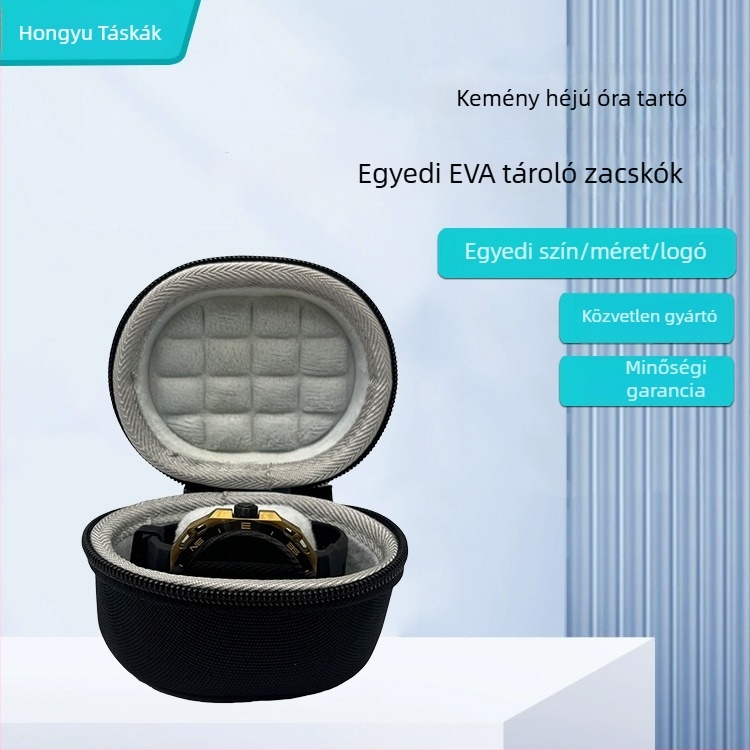 Ütésálló okosóra doboz Apple iWatch 7/6 és Huawei GT2/3 számára – EVA velúr burkolat, modell 003, készleten, gyártás hideg préseléssel és kézi varrással