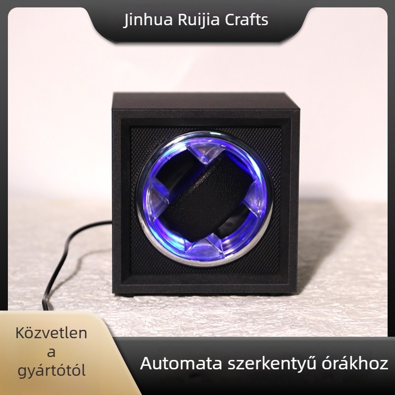 Függőleges automata órafelhúzó fa tokban, matt bőr kivitelezéssel, óra shaker