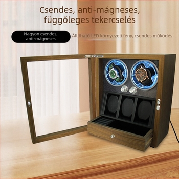 Óra- és ékszerkiállító doboz két pozíciós fiókkal és forgó függőleges tartóval — raktáron, ajándékba kész