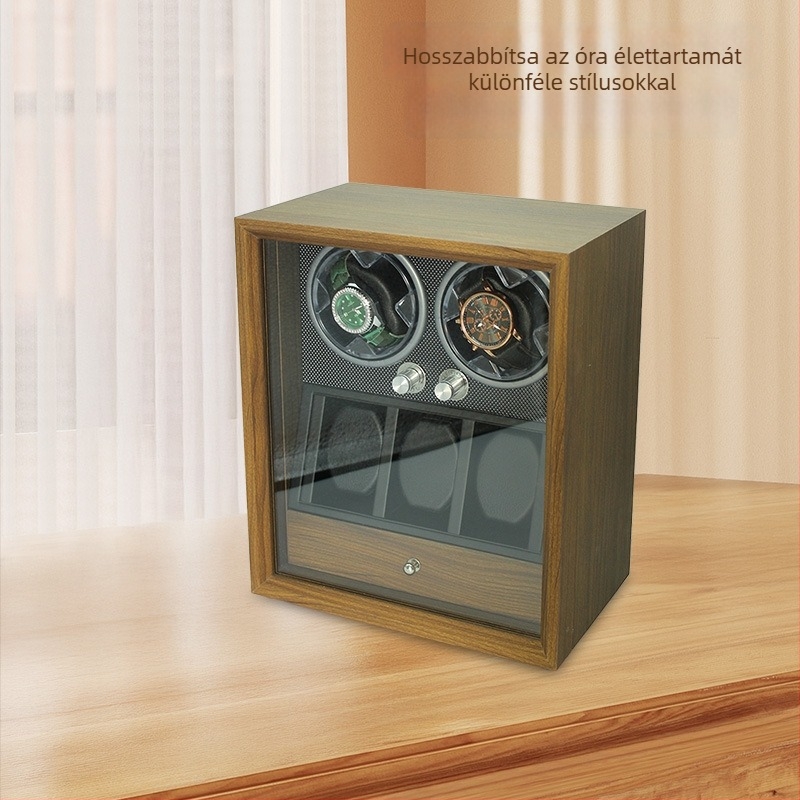 Óra- és ékszerkiállító doboz két pozíciós fiókkal és forgó függőleges tartóval — raktáron, ajándékba kész