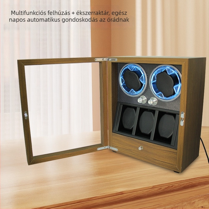 Óra- és ékszerkiállító doboz két pozíciós fiókkal és forgó függőleges tartóval — raktáron, ajándékba kész