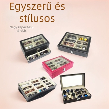 Zárható bőrtok szemüvegekhez, napszemüveg tároló doboz, hajtófedéllel