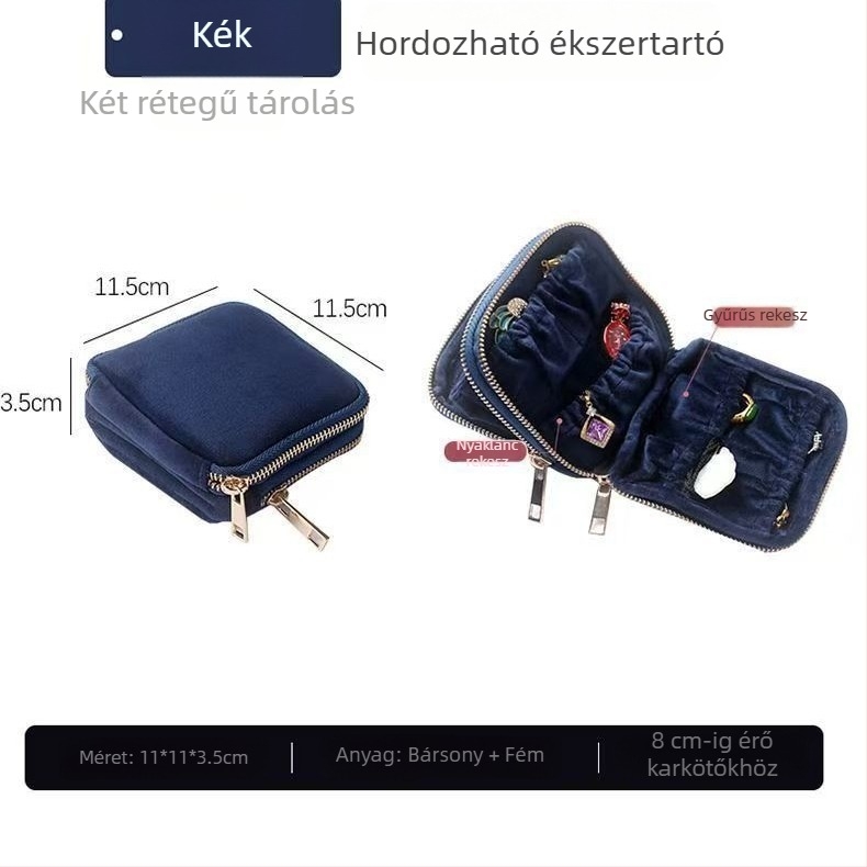 Kaluya SMZ058 velúr ékszertáska – puha felület, clutch/szabadidő stílus, egyszínű mintázat