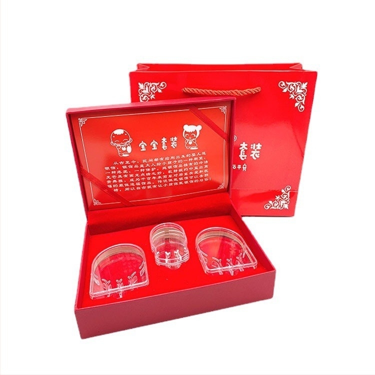 Csecsemő születésének ezüst emlék készlete – akril karkötő doboz és ékszerdoboz