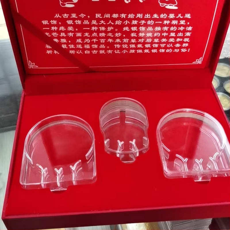 Csecsemő születésének ezüst emlék készlete – akril karkötő doboz és ékszerdoboz