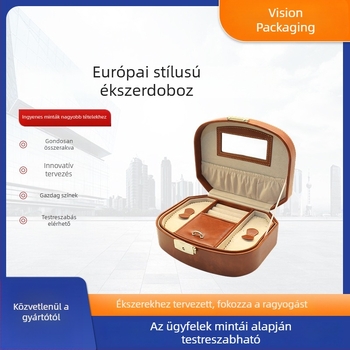 Vision Ékszerdoboz - Európai Retro Stílus, Hordozható Gyűrű és Nyaklánc Tároló, Merev Héj