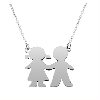 Párok számára geometriás ötvözet medálos nyaklánc, lézeres felülettel, keresztlánccal, hossz 21–50 cm