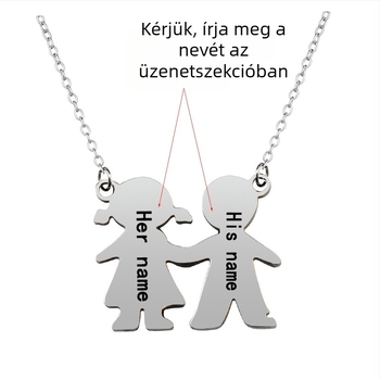 Párok számára geometriás ötvözet medálos nyaklánc, lézeres felülettel, keresztlánccal, hossz 21–50 cm