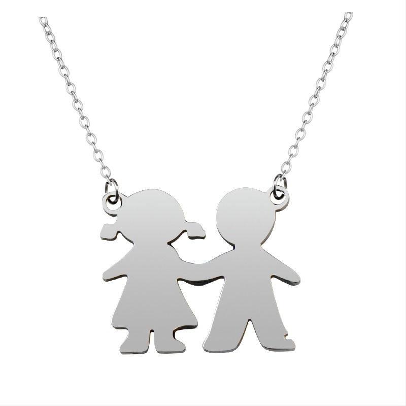 Párok számára geometriás ötvözet medálos nyaklánc, lézeres felülettel, keresztlánccal, hossz 21–50 cm