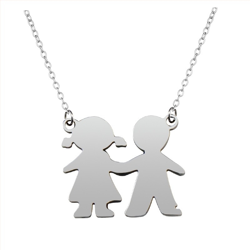 Párok számára geometriás ötvözet medálos nyaklánc, lézeres felülettel, keresztlánccal, hossz 21–50 cm