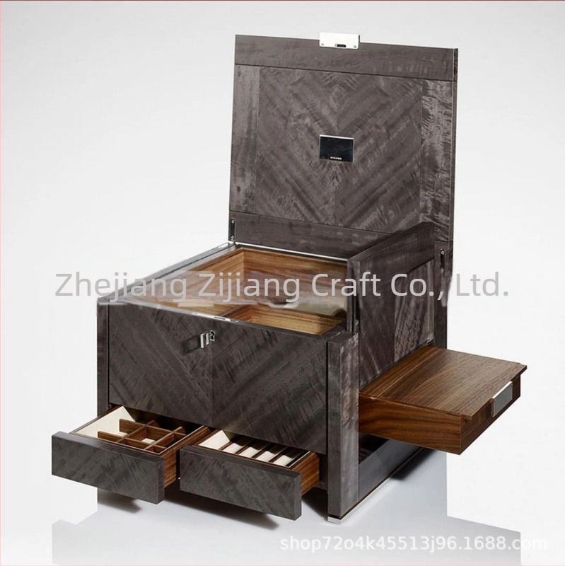 ilogpro JEW0530 Ékszeres doboz piano lakkozott felülettel, tömörfa parkettmintával, rendező fülbevalók, gyűrűk és órák számára