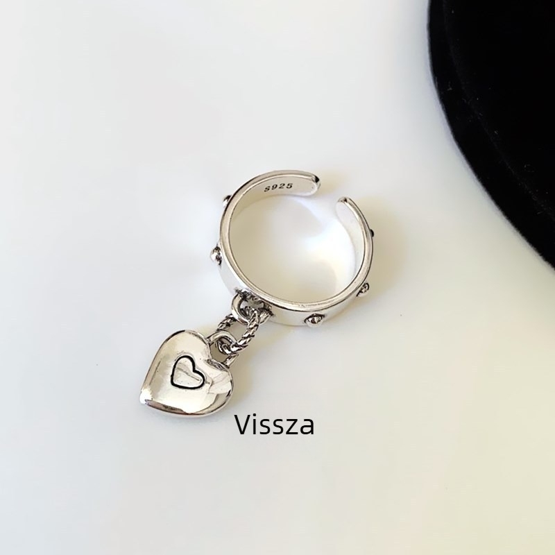 Női réz szív alakú gyűrű elektroplatinált felülettel, retro luxus stílus