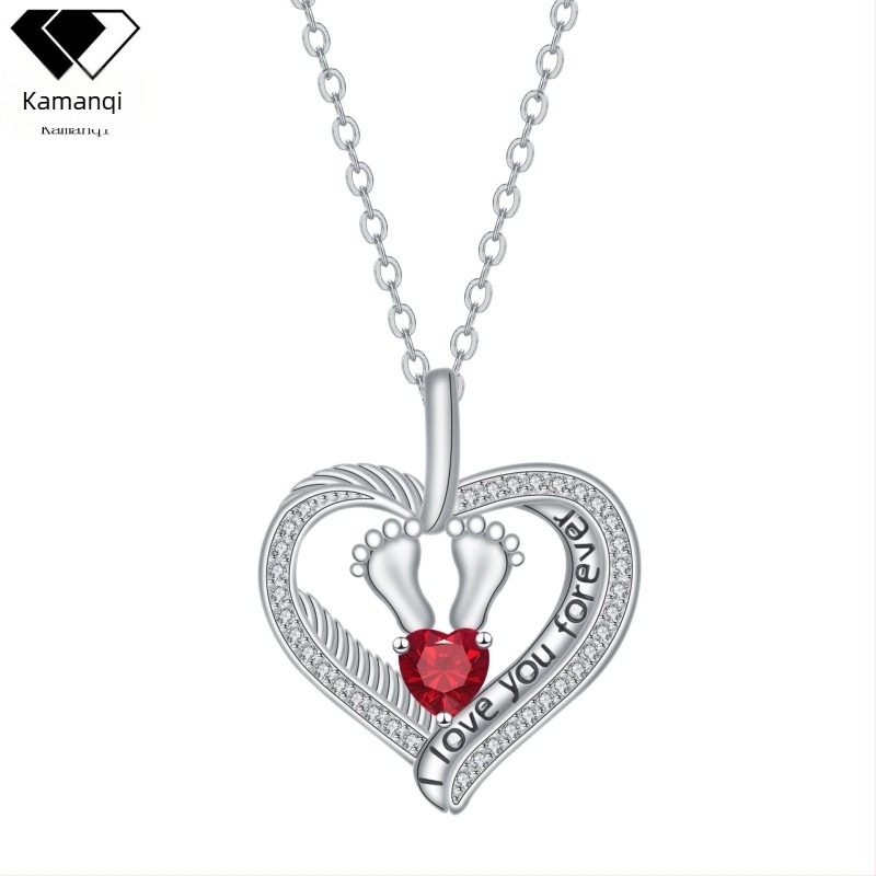 Szív alakú medálos nyaklánc réz és cirkóniával, keresztes lánccal, 41–50 cm hosszú