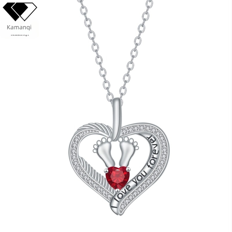 Szív alakú medálos nyaklánc réz és cirkóniával, keresztes lánccal, 41–50 cm hosszú