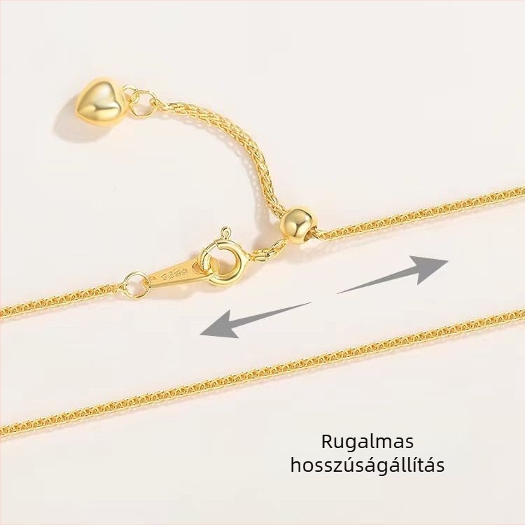 Női 925-ös ezüst nyaklánc Chopin lánccal, medállal szív alakú geometriai mintával, állítható hosszúság 41–50 cm, többszintes kialakítás