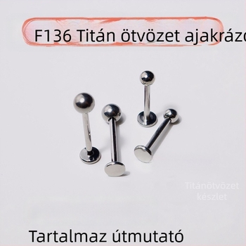 Titánium lip-stúd belső menet, kézi készítés, anodizálható