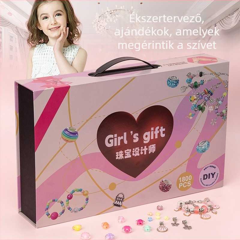 Gyerekeknek szóló DIY gyöngyékszerkészlet – oktatási kézműves készlet nyaklánc és karkötő készítéséhez, tél 2024