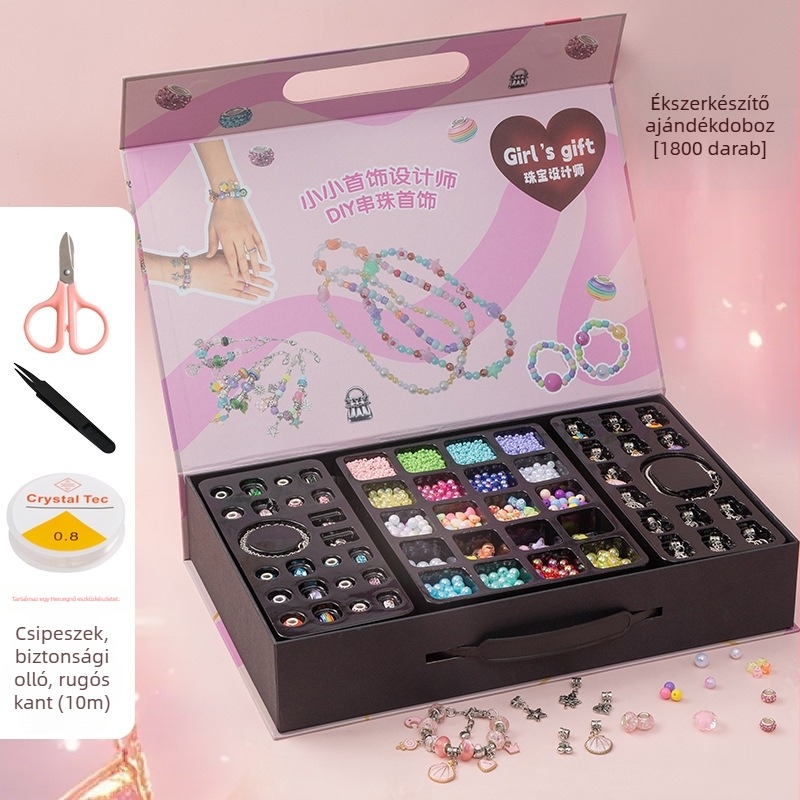 Gyerekeknek szóló DIY gyöngyékszerkészlet – oktatási kézműves készlet nyaklánc és karkötő készítéséhez, tél 2024