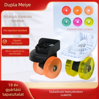 Utazási kiegészítők – Lekapcsolható átlátszó univerzális kerék, kopásálló PU kerék, PC kemény tok sarokkerék