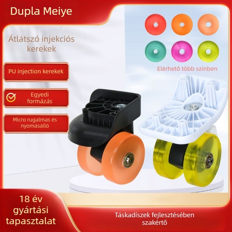 Utazási kiegészítők – Lekapcsolható átlátszó univerzális kerék, kopásálló PU kerék, PC kemény tok sarokkerék