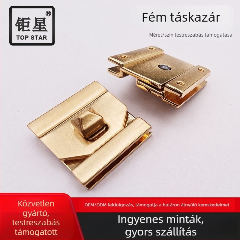 Gyárilag testre szabott poggyász hardver zár, forgózár, cink ötvözet, arany tónusú kis zár a női táskákhoz