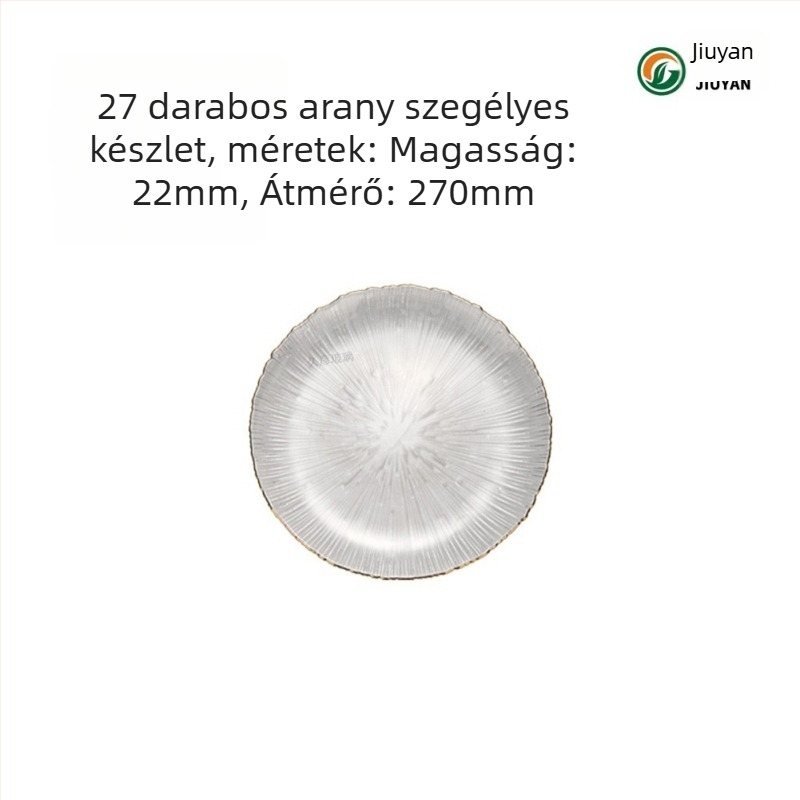 Európai stílusú üvegtál gyümölcsökhöz, kör alakú, hőálló felület, mikrohullámú sütőbe használható, logó nyomtatva