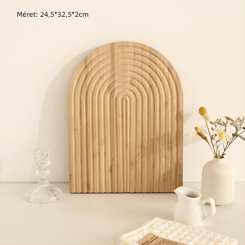 Aszimmetrikus fa alakú tál dekorációs és tárolási célokra, nordic stílus, kézzel rajzolt felület, csíkos mintázat, átmérő 11–13.9 cm.