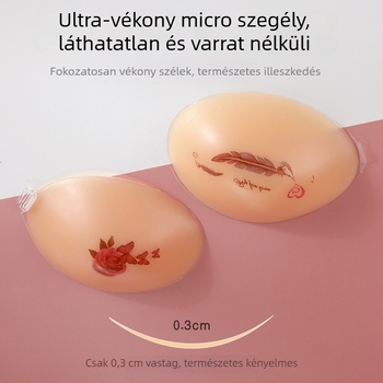Szilikon melltapasz rózsamintával, összegző és láthatatlan hatású, vékony, elliptikus mellbimbó forma