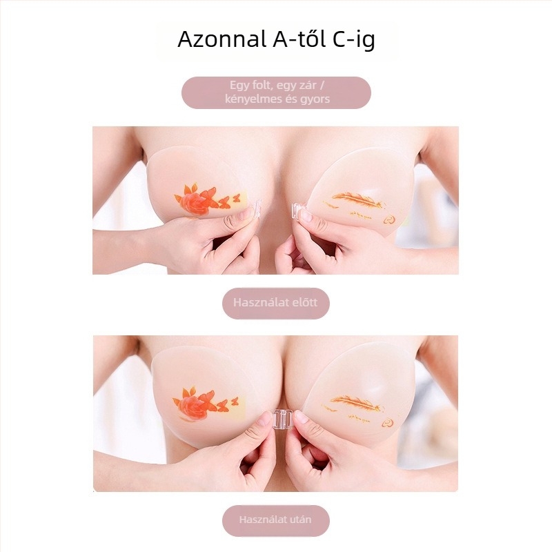 Szilikon melltapasz rózsamintával, összegző és láthatatlan hatású, vékony, elliptikus mellbimbó forma