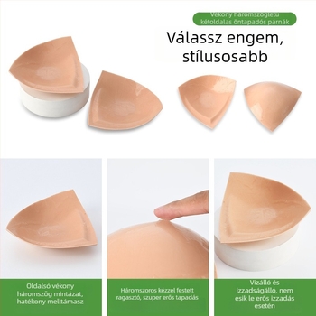 Mellkasbetét háromszög alakú, öntapadós, kétoldalas, vékony, újrahasználható (anyag: nylon; forma: háromszög; ragasztás: kétoldalas; vastagság: vékony; újrahasználat: újrahasználható)