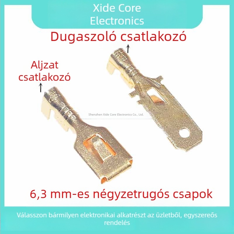 6,3 mm autóipari lemezérintkező – dugó és aljzat, férfi és női csatlakozó kábelezéshez