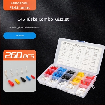 C45 penge terminál blokk – réz vezeték csatlakozó, 260 darabos készlet, FS márka, elektromos alkalmazások