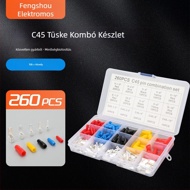 C45 penge terminál blokk – réz vezeték csatlakozó, 260 darabos készlet, FS márka, elektromos alkalmazások