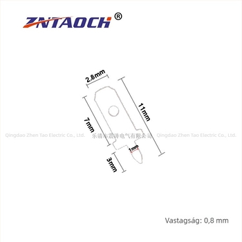 2,8 mm-es PCB egyedi rövid tüske csatlakozó, egyenes forrasztólemez, 0,8 mm vastagság, 10 000 db