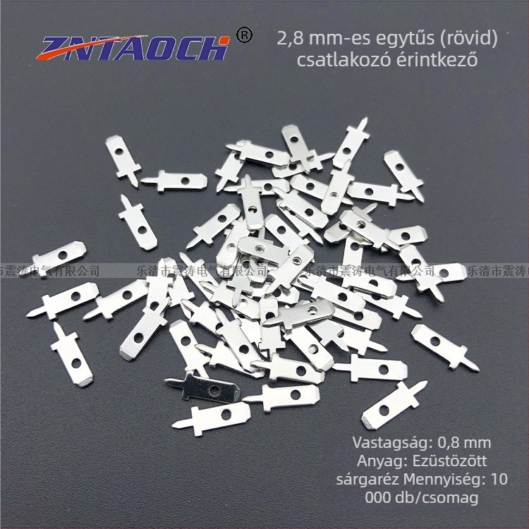 2,8 mm-es PCB egyedi rövid tüske csatlakozó, egyenes forrasztólemez, 0,8 mm vastagság, 10 000 db
