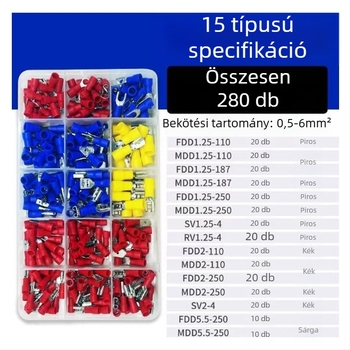 Szigetelt terminálblokk, 10 pólusú, hideg préselésű, 280 darabos dobozos készlet