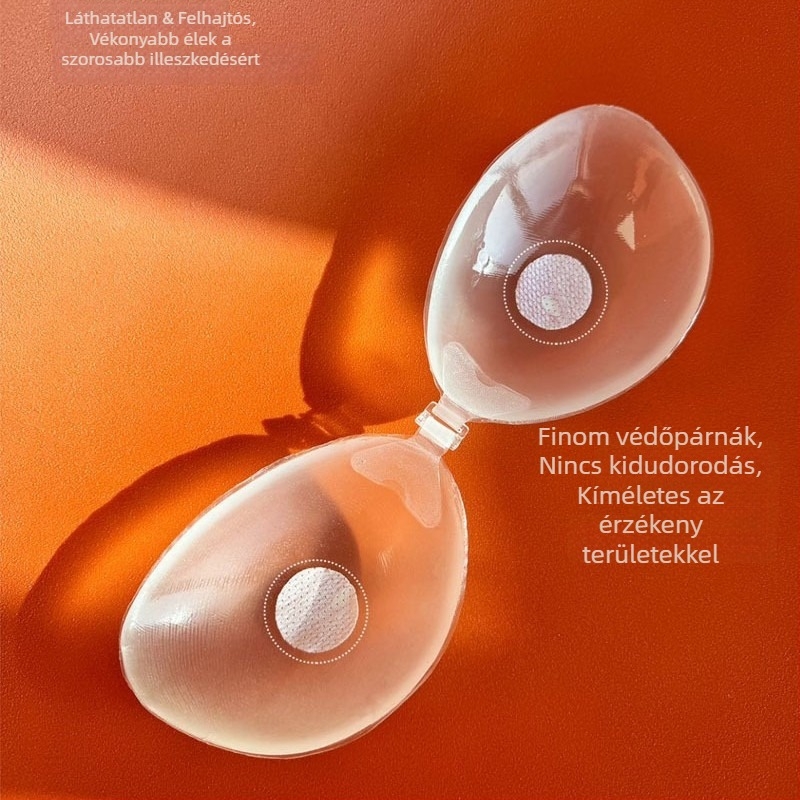 Szilikon melltartó tapaszok, láthatatlan felhúzó hatás, szív alakú mellbimbófedők, átlátszó